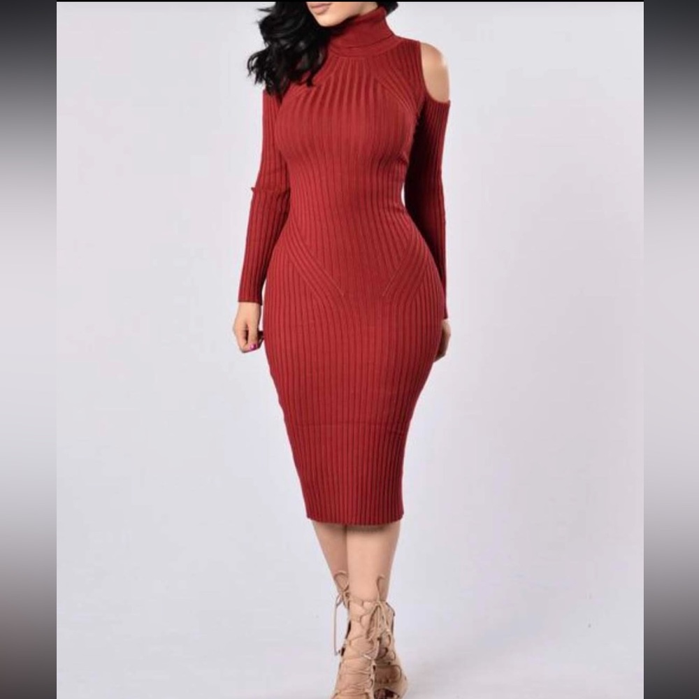 Fashion Nova Sweater Dress Burgundy/Small
